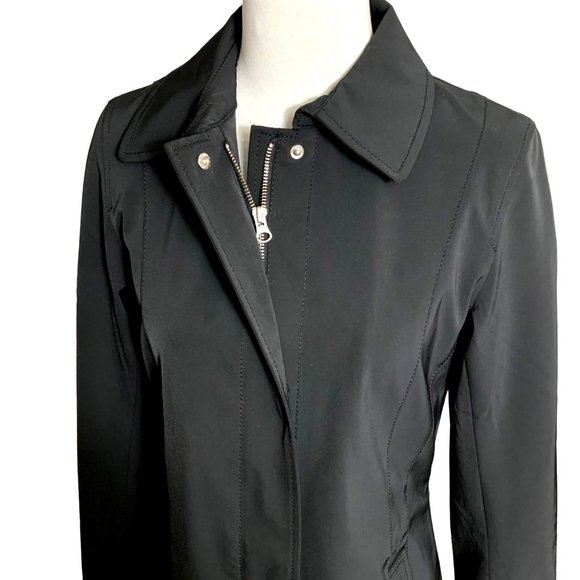 L8 Womens Raincoat Black Trench Size S Mid Length Slicker Spring Water Resistant - Picture 3 of 16